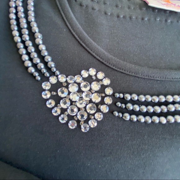 Quacker Factory NWOT Beaded Heart RS Valentines Day Cotton Top - Picture 7 of 12